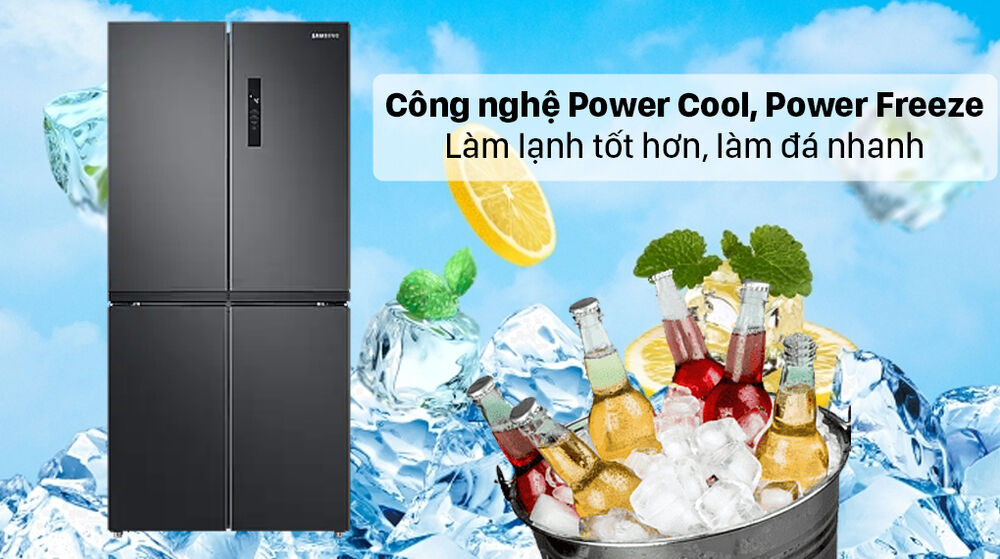 tủ lạnh samsung inverter 488 lít rf48a4000b4/sv - công nghệ làm lạnh power cool, làm đá power freeze