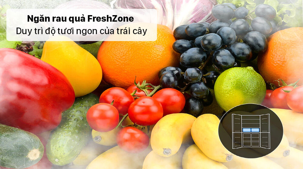 tủ lạnh samsung inverter 488 lít rf48a4000b4/sv - ngăn rau quả fresh zone