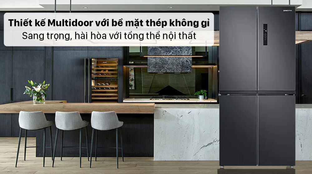 tủ lạnh samsung inverter 488 lít rf48a4000b4/sv - thiết kế 4 cửa sang trọng