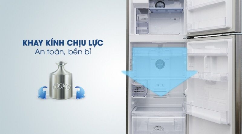 yên tâm tích trữ thực phẩm với khay kính chịu lực lớn - tủ lạnh samsung inverter 360 lít rt35k5982s8/sv