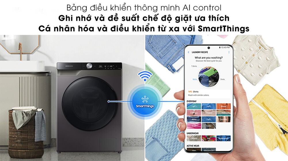 máy giặt sấy samsung 11kg wd11t734dbx/sv - ai control