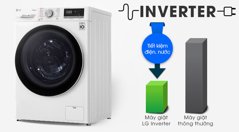 máy giặt lg inverter 8.5 kg fv1408s4w | tiết kiệm điện nước
