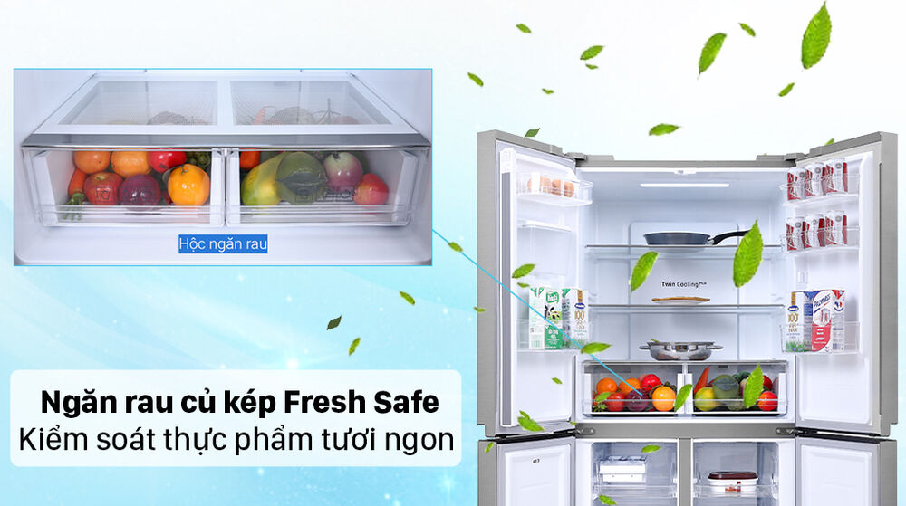 tủ lạnh samsung inverter 488 lít rf48a4010m9/sv - ngăn rau củ giữ ẩm