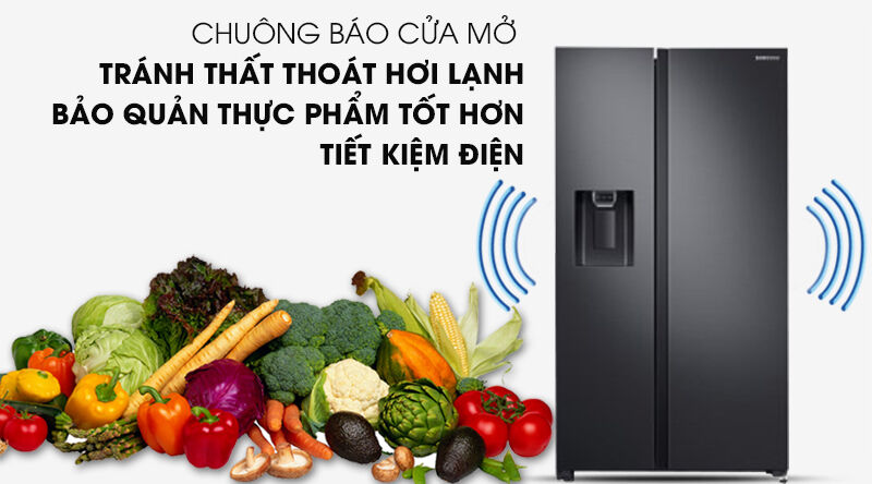 tủ lạnh samsung inverter 617 lít rs64r5301b4/sv-tránh thất thoát hơi lạnh ra ngoài nhờ chuông báo mở cửa