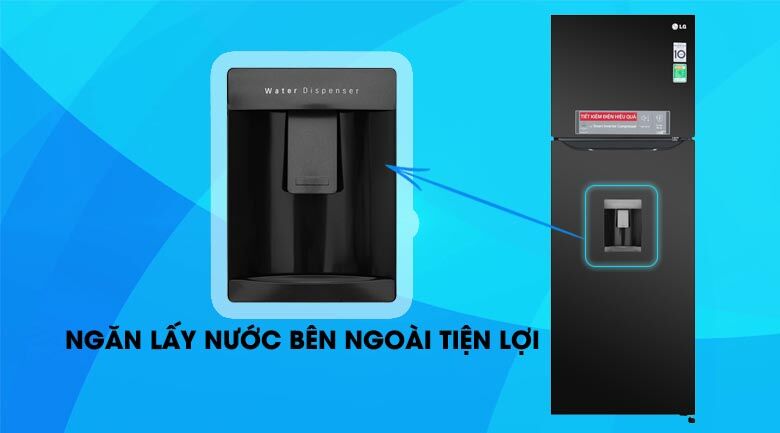 tủ lạnh lg inverter 315 lít gn-d315bl mẫu 2019 - trang bị ngăn lấy nước bên ngoài tiện lợi