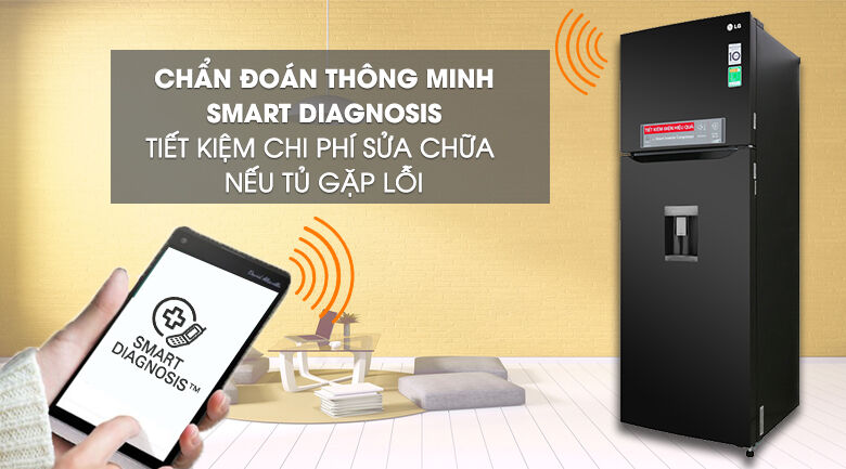tủ lạnh lg inverter 315 lít gn-d315bl mẫu 2019 - chức năng chẩn đoán thông minh - smart diagnosis tiết kiệm chi phí bảo dưỡng
