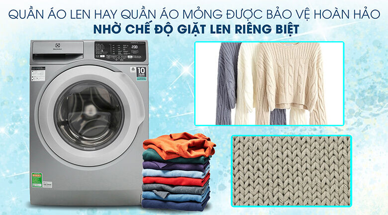 máy giặt electrolux inverter 8 kg ewf8025cqsa - giặt len