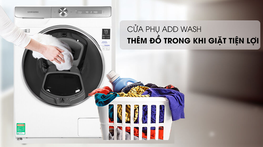 máy giặt samsung inmverter 9 kg ww90tp54dsh/sv - add wash