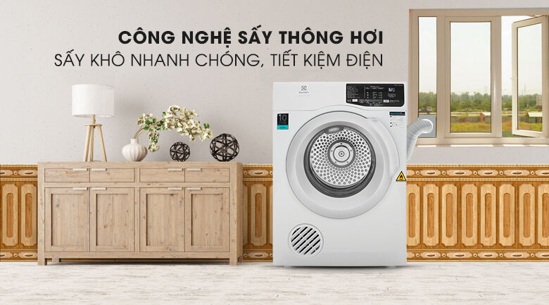 công nghệ sấy thông hơi - máy sấy electrolux 8 kg edv805jqwa