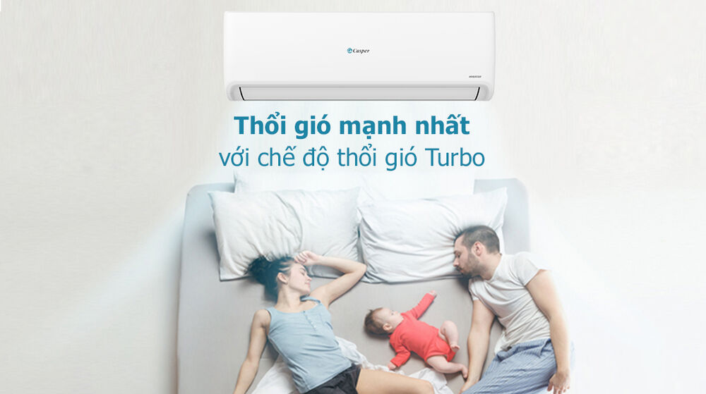 máy lạnh casper inverter 1 hp có chế độ thổi gió turbo nhanh chóng