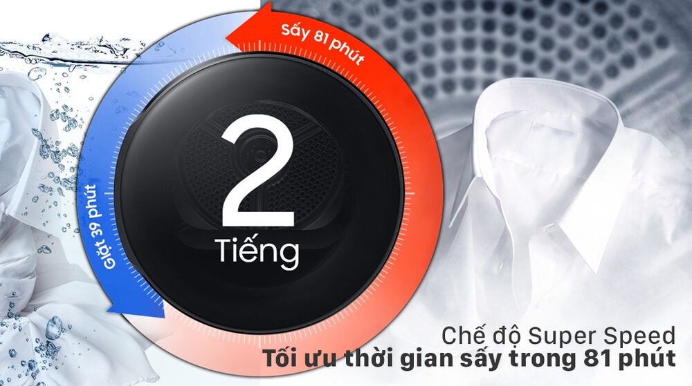 máy sấy bơm nhiệt samsung 9kg dv90t7240bh/sv - super speed