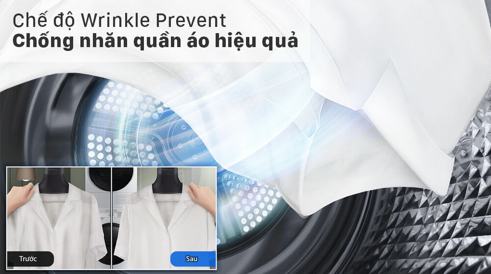 máy sấy bơm nhiệt samsung 9kg dv90t7240bh/sv - wrinkle prevent