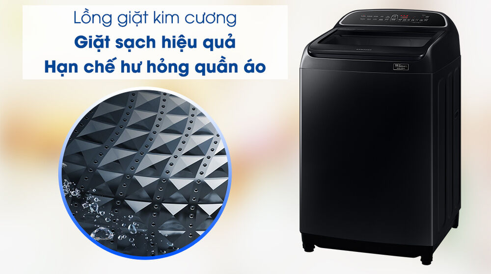 máy giặt samsung wa10t5260bv/sv - lồng giặt kim cương