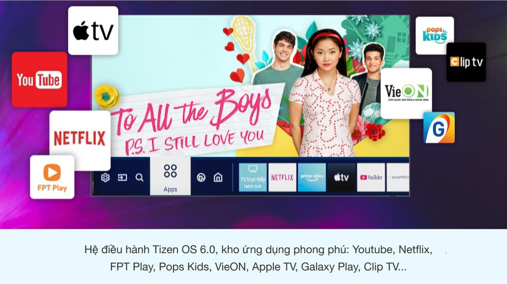 smart tivi samsung 4k 70 inch ua70au8100 - giao diện trực quan, kho ứng dụng phong phú qua hệ điều hành tizen os 6.0