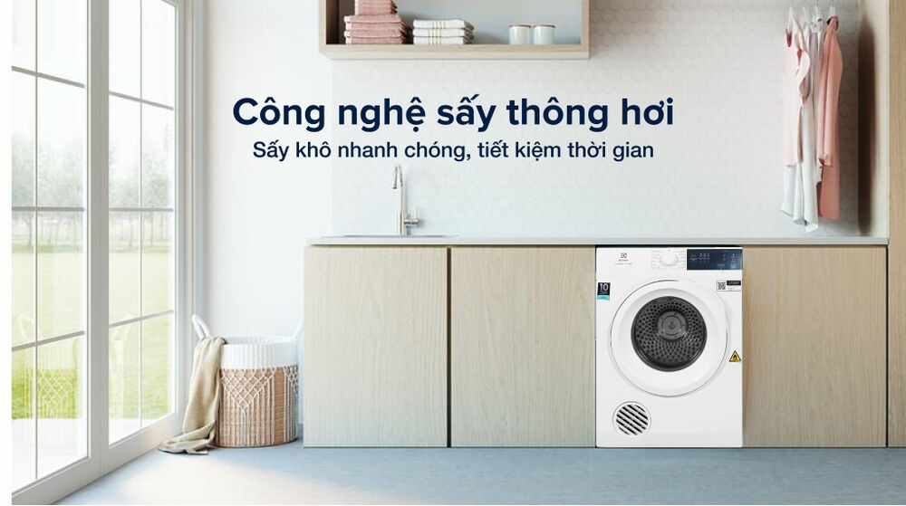 máy sấy thông hơi electrolux 7.5 kg edv754h3wb - cơ chế sấy thông hơi