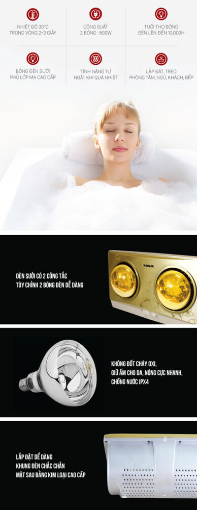 đèn sưởi nhà tắm 2 bóng