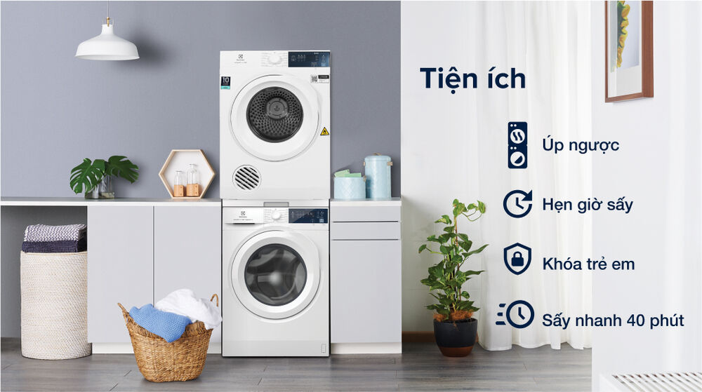 máy sấy thông hơi electrolux 8.5 kg edv854j3wb - tích hợp nhiều tiện ích