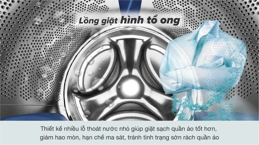 máy giặt electrolux inverter 10 kg ewf1024p5wb - bảo vệ quần áo tốt hơn nhờ lồng giặt hình tổ ong