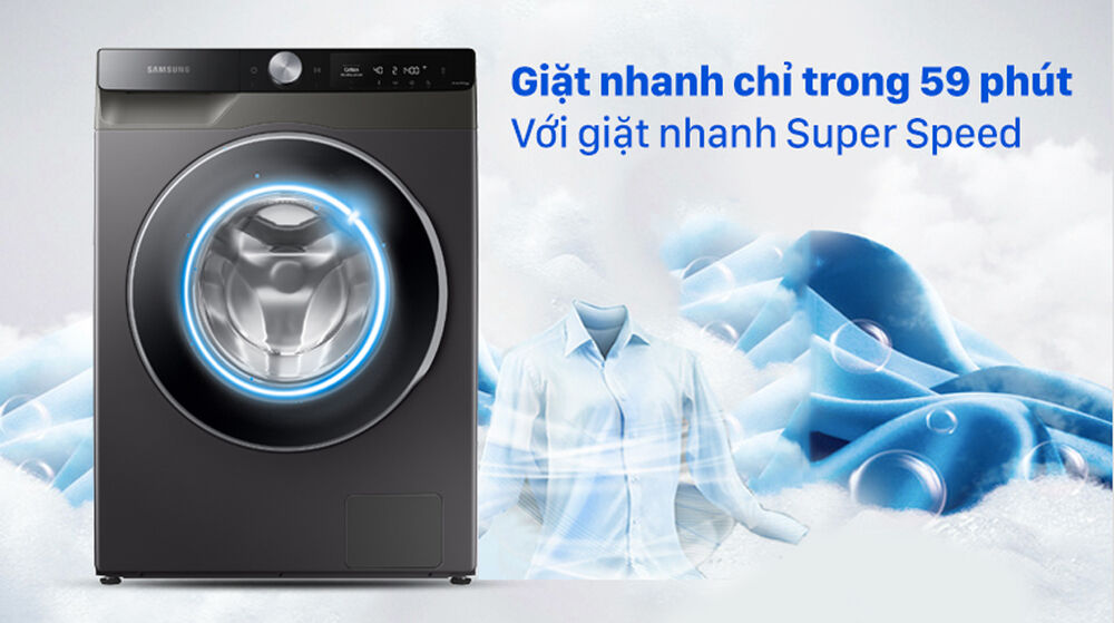 máy giặt samsung ai inverter 10 kg ww10t634dlx/sv - tiết kiệm thời gian với super speed