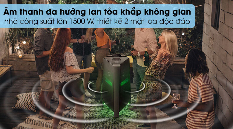 loa tháp samsung mx-t70/xv - thiết kế 2 mặt loa độc đáo, âm thanh đa hướng sống động