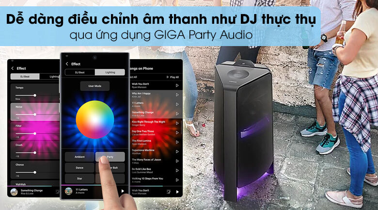 loa tháp samsung mx-t70/xv - dễ dàng điều khiển âm thanh như hóa thân thành dj thực thụ nhờ ứng dụng giga party audio