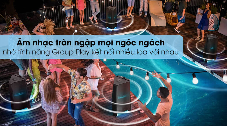 loa tháp samsung mx-t70/xv - kết nối nhiều loa tháp samsung lại với nhau nhờ tính năng group play
