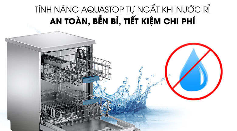 tính năng aquastop - máy rửa chén bosch sms63l08ea 2400w