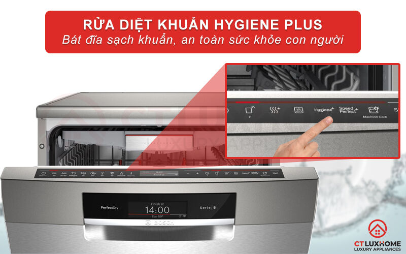 tính năng hygiene plus rửa diệt khuẩn, bảo vệ sức khỏe con ngườii