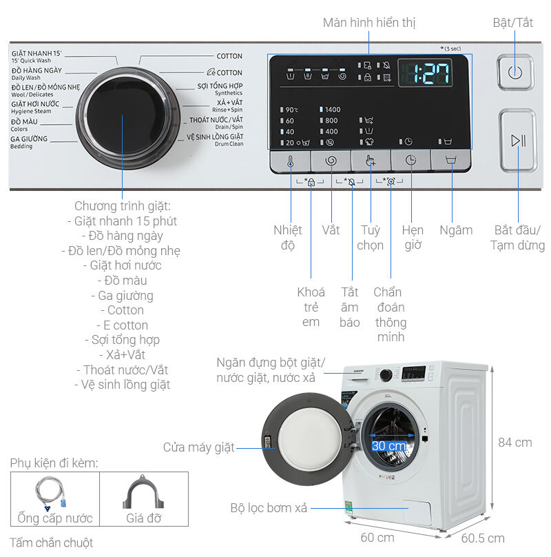 máy giặt samsung inverter 9.5kg ww95t4040ce/sv