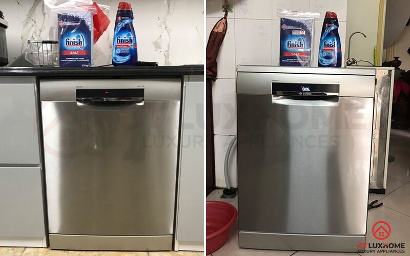 người dùng có thể lựa chọn lắp âm hoặc độc lập cho máy rửa bát bosch sms6eci07e.