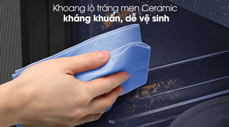 lò vi sóng samsung mg30t5018ck/sv 30 lít - khoang lò tráng men ceramic kháng khuẩn