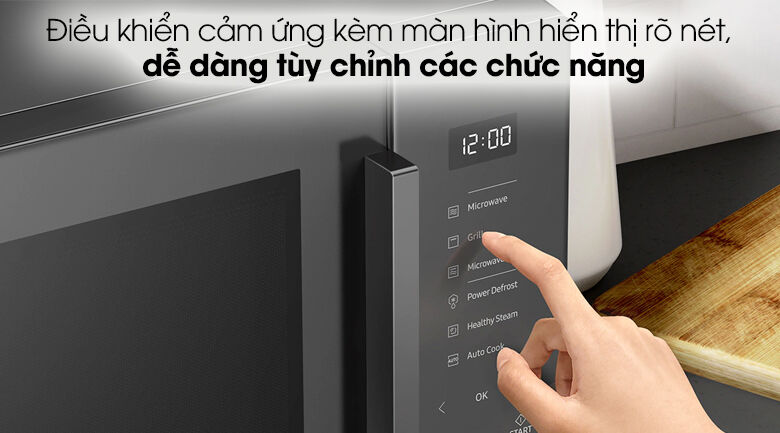 lò vi sóng samsung mg30t5018ck/sv 30 lít - bảng điều khiển cảm ứng kèm màn hình hiển thị rõ nét