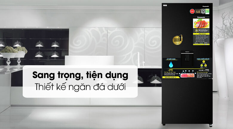 tủ lạnh panasonic inverter 377 lít nr-bx421gpkv - thiết kế màu đen