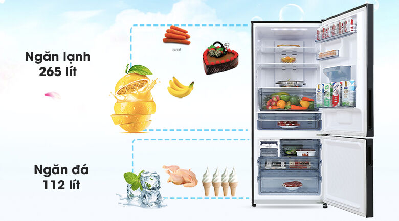 tủ lạnh panasonic inverter 377 lít nr-bx421gpkv - dung tích 377l