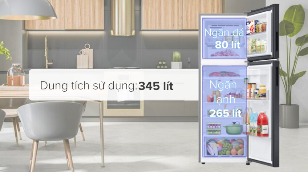 tủ lạnh samsung inverter 345 lít rt35cg5544b1sv - ngăn đá và ngăn lạnh