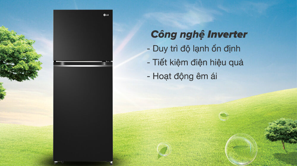 tủ lạnh lg inverter 217 lít gv-b212wb - công nghệ inverter tiết kiệm công nghệ, vận hành êm ái