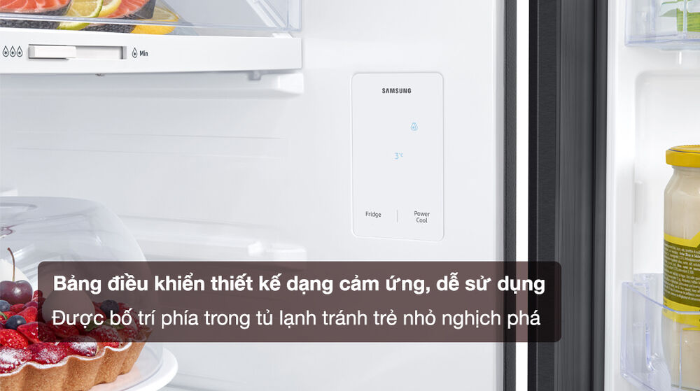 tủ lạnh samsung inverter 305 lít rt31cg5424b1sv - bảng điều khiển cảm ứng được thiết kế bên trong tủ