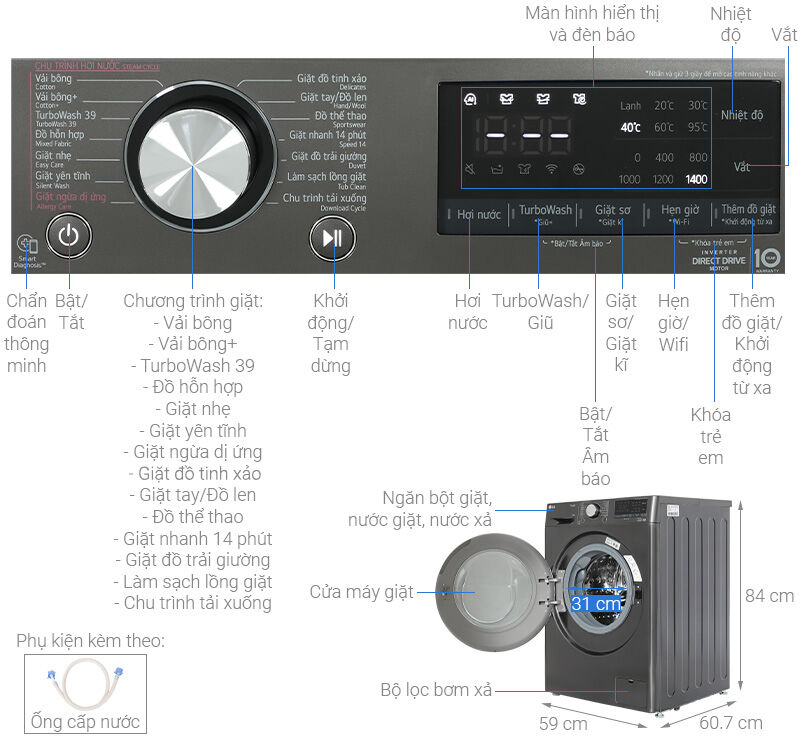 máy giặt lg ai dd inverter 12 kg fv1412s3b