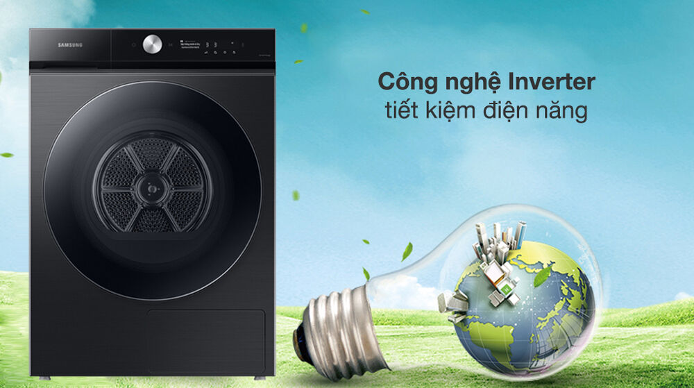 máy sấy bơm nhiệt samsung 17 kg dv17b9750cv/sv - động cơ - công nghệ tiết kiệm điện
