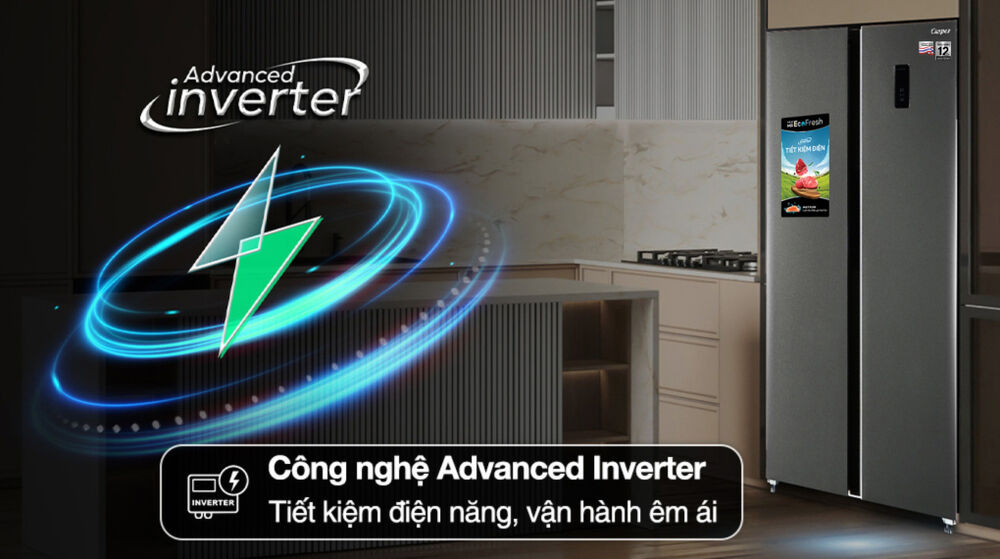 công nghệ tiết kiệm điện tủ lạnh aqua inverter 469 lít multi door aqr-m536xa(gb)
