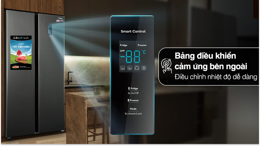 bảng điều khiển - tủ lạnh aqua inverter 469 lít multi door aqr-m536xa(gb)