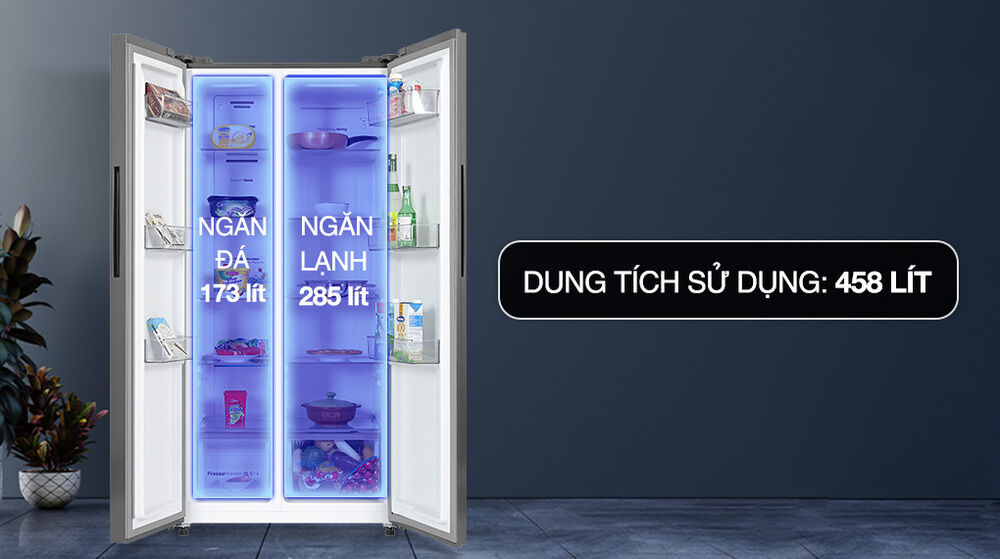 tủ lạnh casper inverter 458 lít side by side rs-460pg - dung tích sử dụng