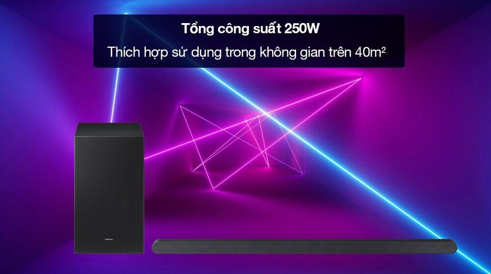 loa thanh samsung hw-s700d/xv 250w - tổng công suất hoạt động 250w, phù hợp diện tích trên 40m2
