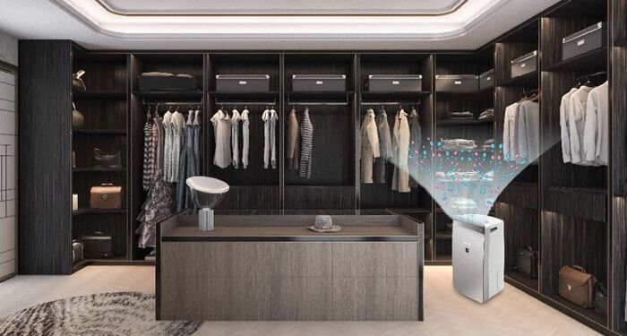 máy lọc không khi kết hợp hút ẩm sharp dw-j27fv-s