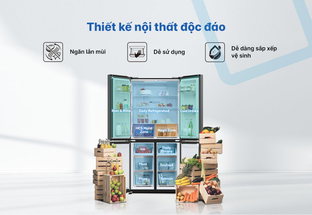 thiết kế - Tủ lạnh Aqua Inverter 469 lít Multi Door AQR-M536XA(GB) thiết kế - tủ lạnh aqua inverter 469 lít multi door aqr-m536xa(gb)