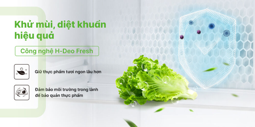 Công nghệ H-DEO Fresh - Tủ lạnh Aqua Inverter 469 lít Multi Door AQR-M536XA(GB) công nghệ h-deo fresh - tủ lạnh aqua inverter 469 lít multi door aqr-m536xa(gb)