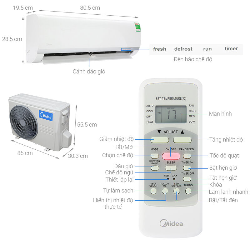 máy lạnh midea 1.5 hp msaf-13crn8