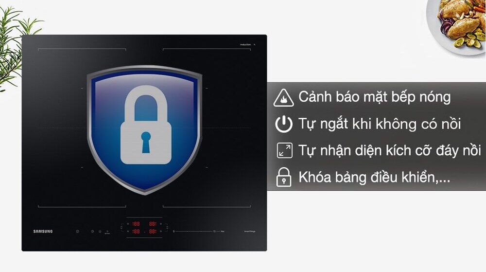 bếp từ 4 vùng nấu samsung nz64b5066fk/sv - tính năng an toàn