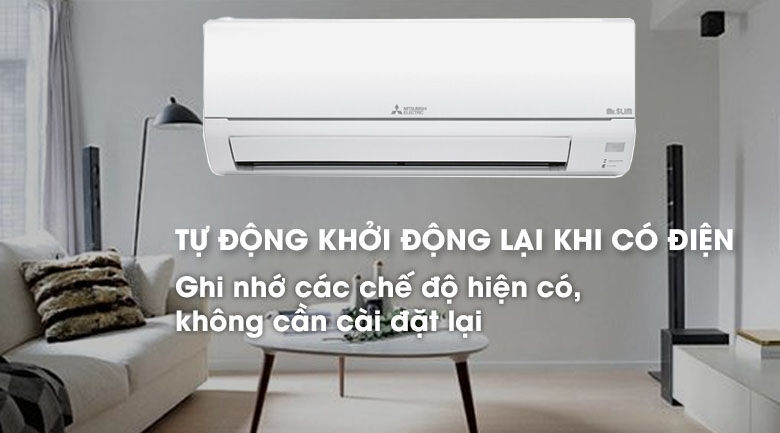 tự khởi động lại khi có điện - điều hòa mitsubishi electric 1 chiều 9212 btu ms-js25vf