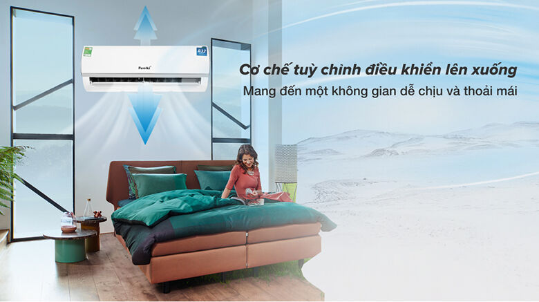 hướng gió với góc gió rộng -điều hoà funiki 1 chiều 18000 btu hsc18tmu